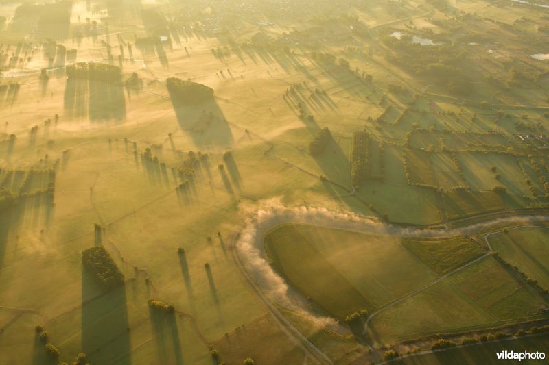 Kalkense Meersen en Oude Schelde in de ochtendnevel