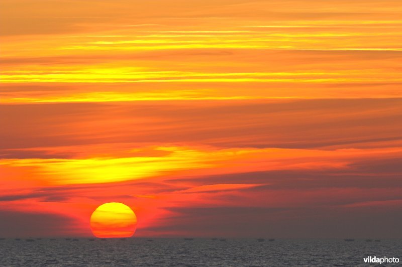 Zonsondergang in de Noordzee