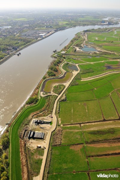 Overloopdijk langs de Schelde aan de KBR Polder