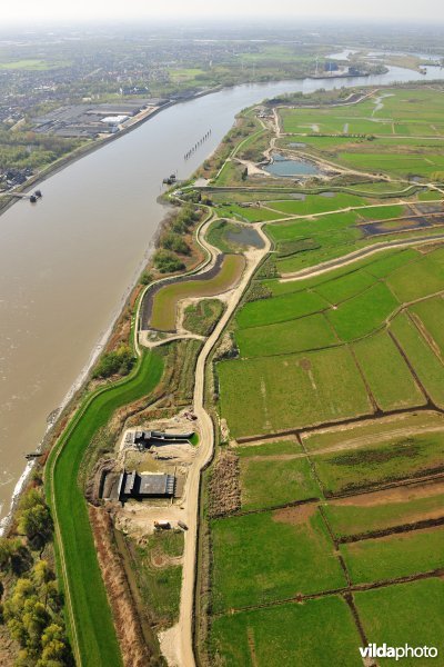 Overloopdijk langs de Schelde aan de KBR Polder