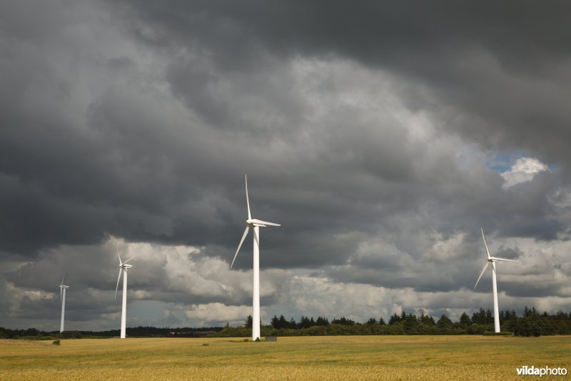 Windturbines onder een dreigende lucht